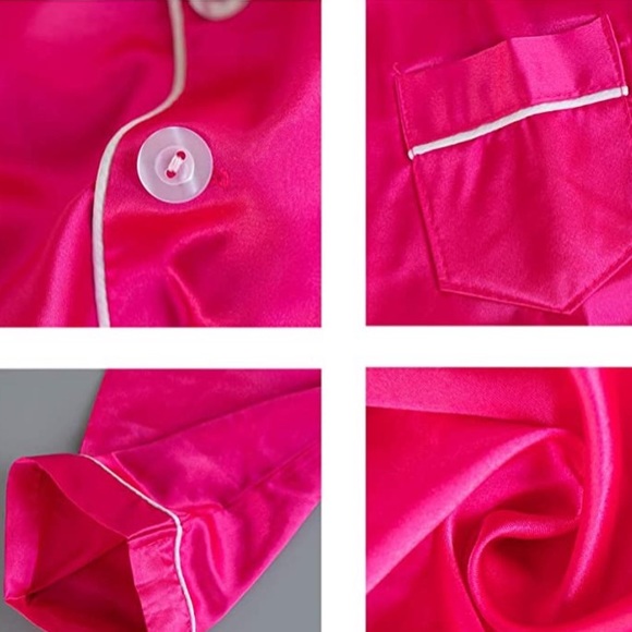 NWT GIRLS ROSE COLORED 2 PIECE SATIN PAJAMA SET - Picture 12 of 16